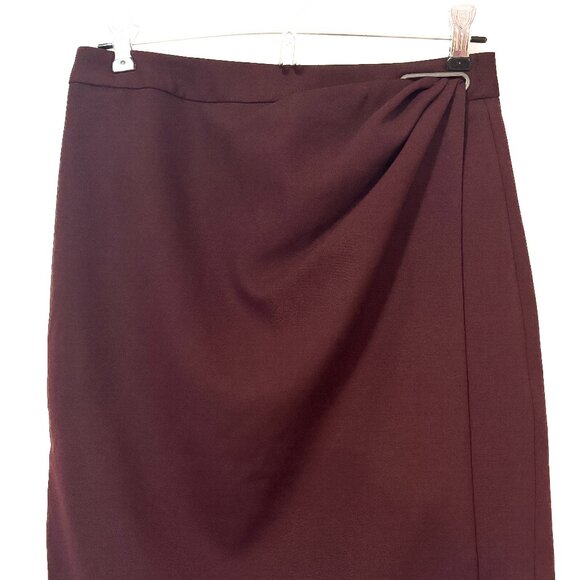 Reiss Freya Tailored Pencil Skirt Wool Berry Maroon Burgundy Women's Size 2 - Picture 9 of 13